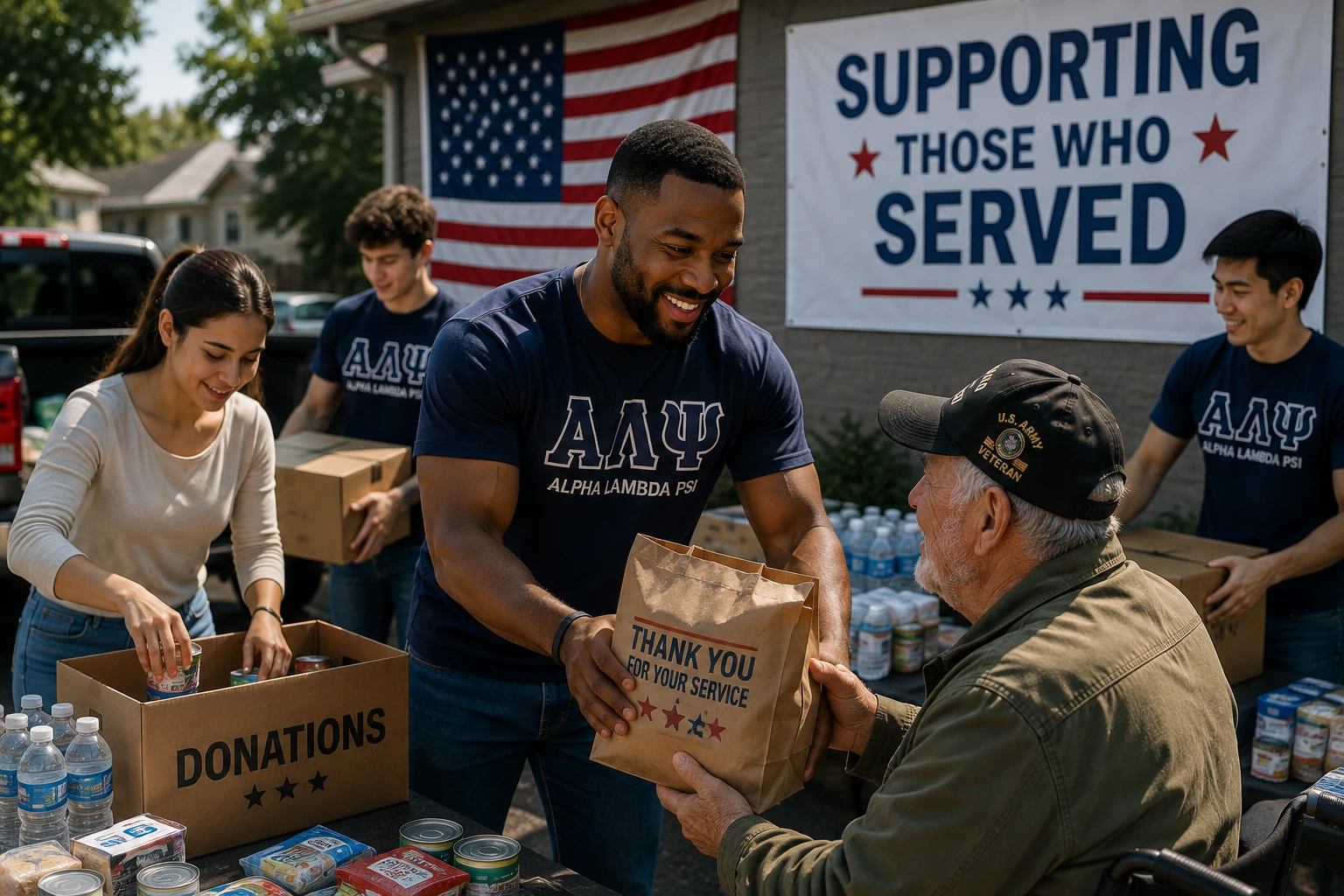 Alpha Lambda Psi member supporting a Veteran